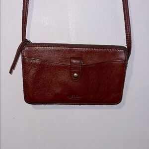 AMERICAN LEATHER CO. Brandy Brown Leather Crossbody Purse